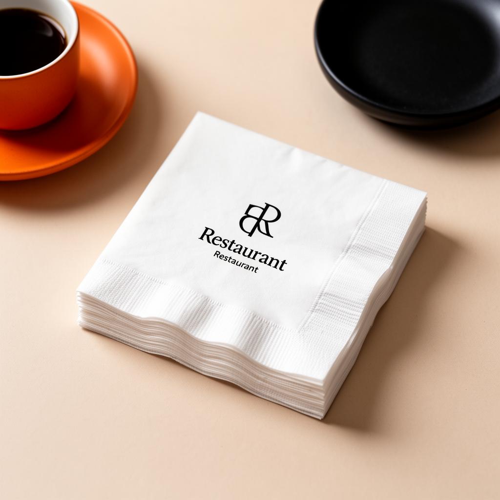 Custom logo printed on premium 2-ply restaurant tissue napkin